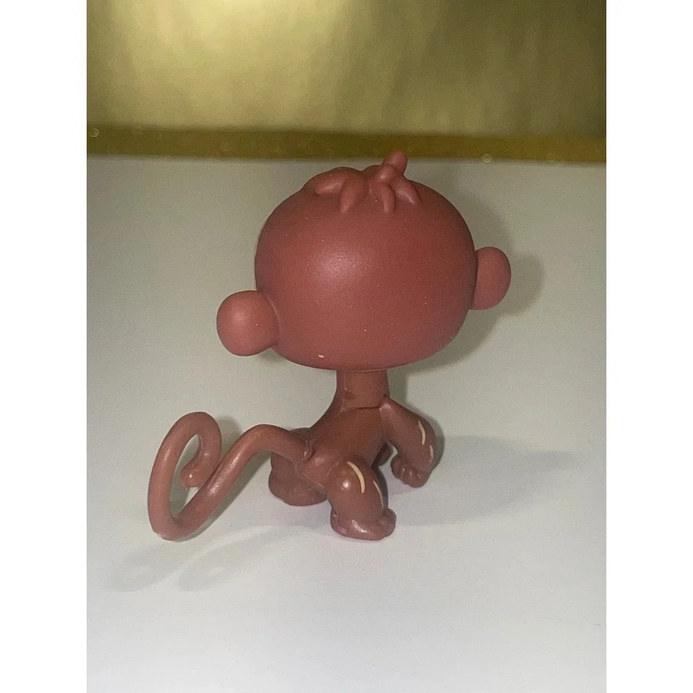 Littlest Pet‎ Shop LPS Monkey Brown Blue Eyes Swirly Tail Toy #485